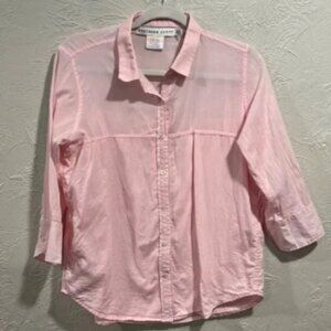 Gretchen Scott Sleek Voile Top Cotton Shirt Pink Size Medium